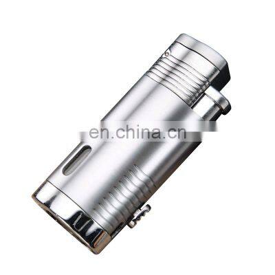 Metal Inflatable Three Flush High Quality Blue Fire Windproof Multi - Function Gas Lighter photo-2
