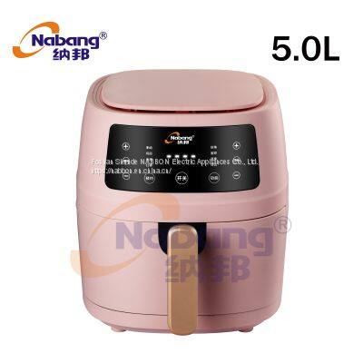 Automatic 5.0L 1350W Healthy Oil Free Cooking Digital Electric Oven Deep Pink Electric Air Fryer