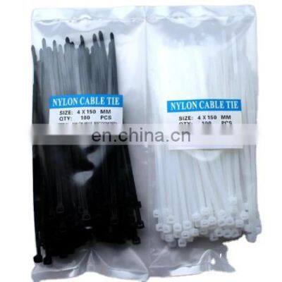 100pcs Nylon Cable Tie 4x150mm White/ Black Color Self-locking Plastic Wire Zip Tie