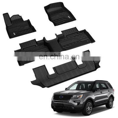 Bulk Sale Durable All Weather Waterproof  4 Pcs Black Rubber Tpe Car Floor Mats For FORD Explorers 2020