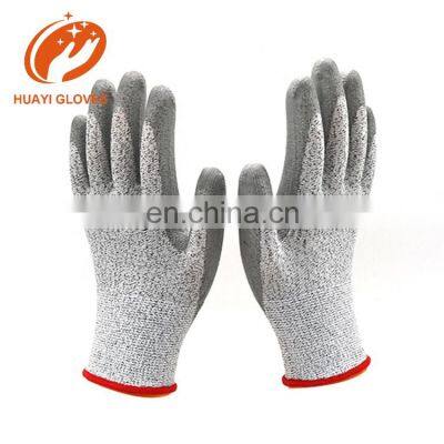 Huayi Cut Resistant CE Level 5 Cheap pu Palm Coating Anti-cut Gloves photo-4