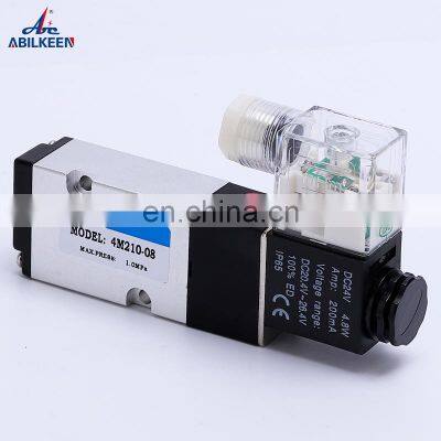 High Precision 4M Series Single Coil DC12V AC220V 4M210-08 Aluminum Alloy Pneumatic Solenoid Control Valve Manufacturer