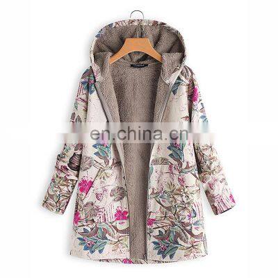 Новый стиль. Женские верхние одежды на осень и зиму: хлопково- льняные цветочные печати, куртки с молнией, свободного кроя, теплые, с термобелым наполнителем и пухом, утепленные photo-3