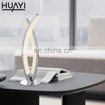 HUAYI New Design Bedroom Indoor Decoration Iron Aluminum Acrylic LED Bedside Table Lamp