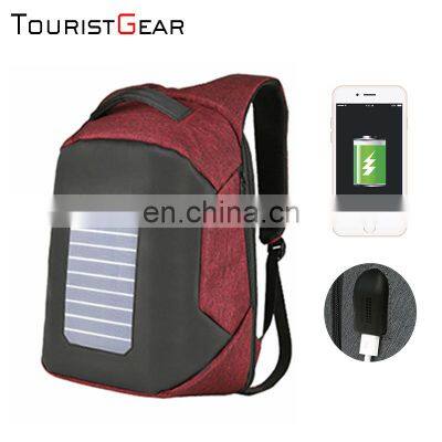 solar backpack New design  wholesale customized multifunction anti theft laptop backpack with solar panel