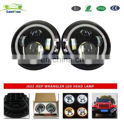 Lantsun For Jeep J L J022 for Jeep w Rangler LED Head Lamp With LED Ring for Jeep JKwrangler 2007-2017