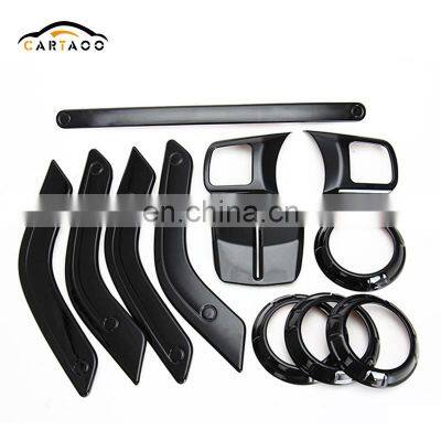 12pcs/set Black ABS Jogging Stroller Interior Decoration Steering Wheel Cover Trim For Jeep Wrangler 4 Door