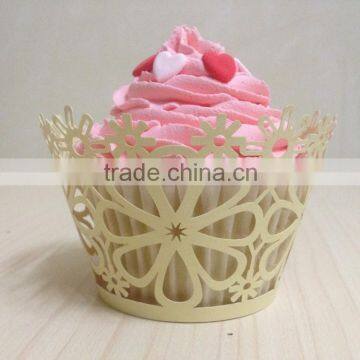 Wholesale Cheap Wedding Decoration Laser Cut Hollow Out Flower Cupcake Wrapper