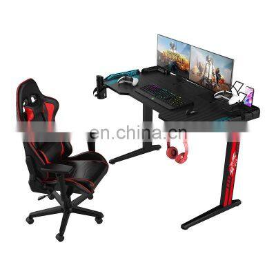Wholesale Gaming Pc Desk Computer Racing Table With RGB Led Lights Gaming Table For Silla De Escritorio Gamer photo-3