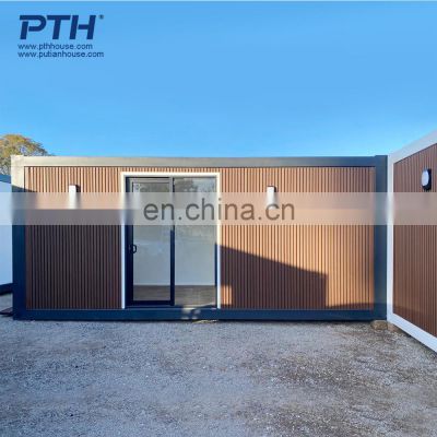 Flat pack modular glass wall wooden tiny house prefabricated living container house prefab container home