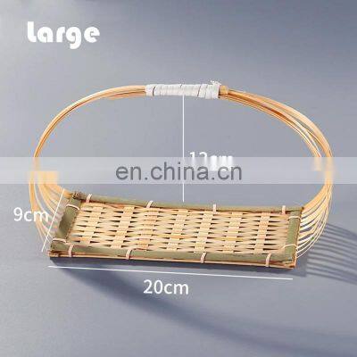 Mini Bamboo Weaving Storage Basket Bamboo Platter Tray For Decor Table photo-3