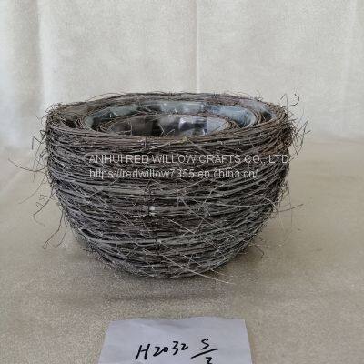 White Painted Grass Basket photo-3