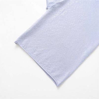 Spring New Style Knitted Sweater in European Style, Round Neck, Pure Color, Loose Fit, Long-sleeved, Women's Style Short-sleeved Shirt photo-4