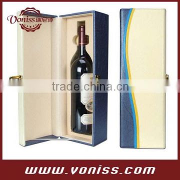 White And Blue Wine Single Bottle Leather Box Holder Wine Gift Box Carrier