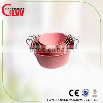 Pink Wire Basket, Storage Bucket, Basket With Handle
