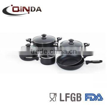 10 pcs black non-stick cookware set with induction bottom