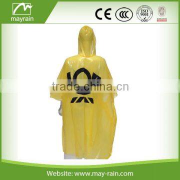 Logo printed hot selling disposable plastic rain poncho,clear waterproof pe disposable rain poncho