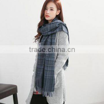 Newest Fringed Tassel Jacquard Checked Plaid Fashion Ladies Winter Wool Scarf photo-6