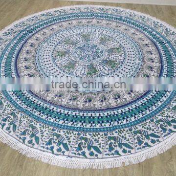 Beach Throw Mandala Round Boho Towel with Fringes