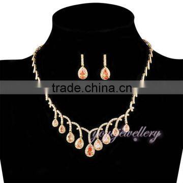 Party jewelry for women crystal light weight gold necklace set