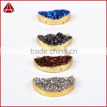 Titanium Druzy Half Moon Connector-rainbow, Blue, Opal White, Silbver, Coffee, Green photo-5