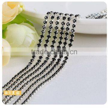 Jet SS6 to SS38 Silver Plating Wholesales AAA Quality Shinny Close Crystal Cup Claw Rhinestone Chain for Jewelry Cheapest