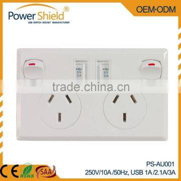 Hot Sales Type I Australia/New Zealand Dual USB Wall Power Plugs 250V 10A With SAA photo-3