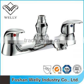 Welly Design Copper Modern Bathroom Double Handle Hot And Cold Water Tap