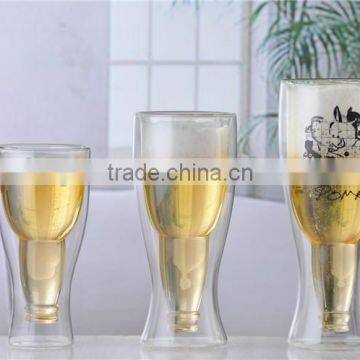 fancy design double wall beer glass