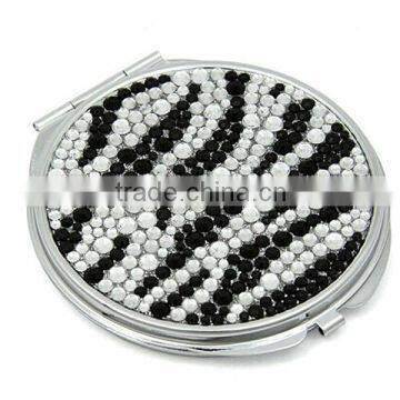 Rhinestone zebra print pocket mirror cosmetic mirror compact mirror