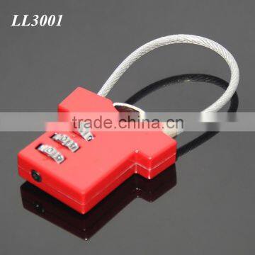 T-shirt Shaped Resettable 3 Digit Travel Luggage Suitcase Alloy Padlock Steel Wire Changeable Combination Lock photo-2