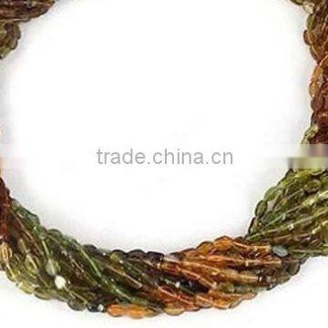 2 Strands Finest Quality Natural Petro Tourmaline Oval Shape Faceted Rondelle Gemstone Beads 13.5" Long