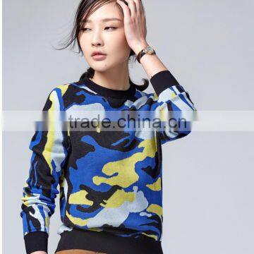 Woman sweater round neck long sleeve newest fashion jacquard pullover