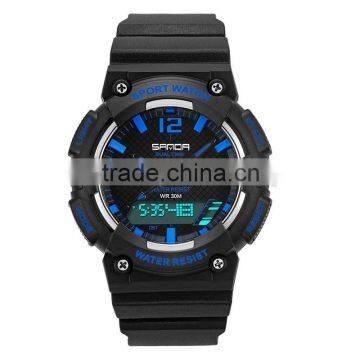 SANDA Shock Men Sports Watches 50M Waterproof LED Digital Military Watch Fashion Outdoor Analog Quartz Wristwatch 2016 New