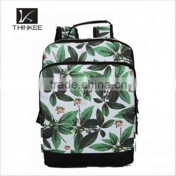 Waterproof rucksack backpack/clear green leaves rucksack/waterproof backpack bags