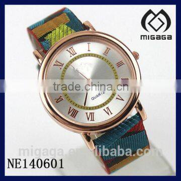 Good quality fabric strap fashion quartz watch-fabric strap watch