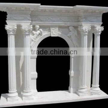 Natural Stone Sculpture Column Rustic Fireplace Mantels