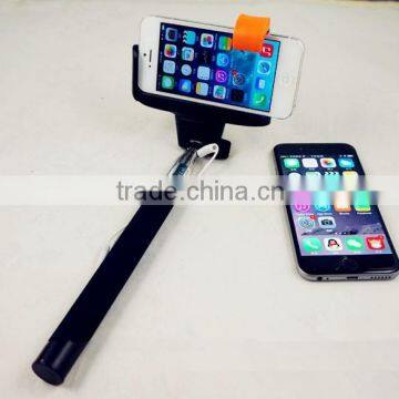 Cable control selfie stick with foldable holder for smartphone,OEM design welcomed