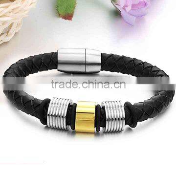 steel time jewelry mens leather bracelet