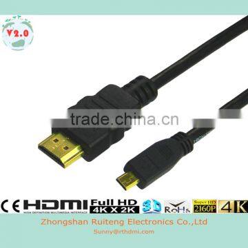 HDMI 19pin A Male to D Male with Ethernet support 3D and 4K from 0.5-100m