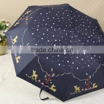 3 Folding Cheap UV Black Metal Frame Check Silver Umbrella photo-2