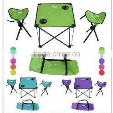 two folding beach chairs and a table