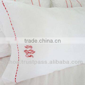 Monogram Pillow Cases with Custom Embroidered Border