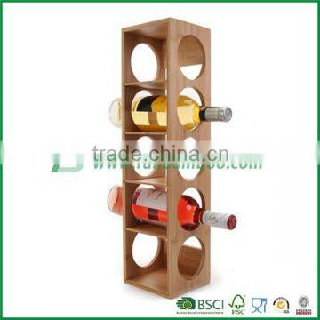 High quality 5-bottle bamboo wine corner rack