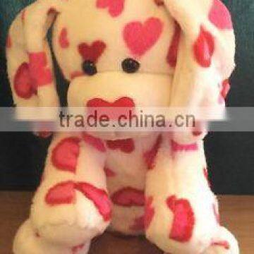 Bear 13 Inch White & Pink Heart Pattern Puppy Dog Soft / Plush Toy