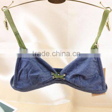 Vintage denim blue cotton no rims bikini bra