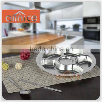 Wholesale Allnice 5 compartment Stainless steel dinner tray/lunch tray/round tray