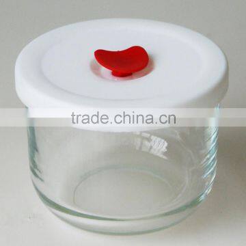 hot sale candy clear glass bowl with white cover