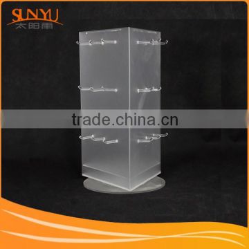 3 Tiers Clear Frosted Revolving Customized Sunglasses Acrylic Shelf