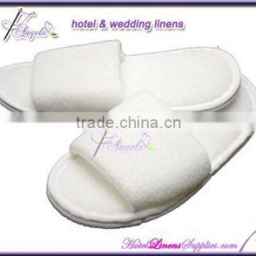 wholesale cheap white terry open-toe style spa slippers, white towelling spa slippers for hotels, spas